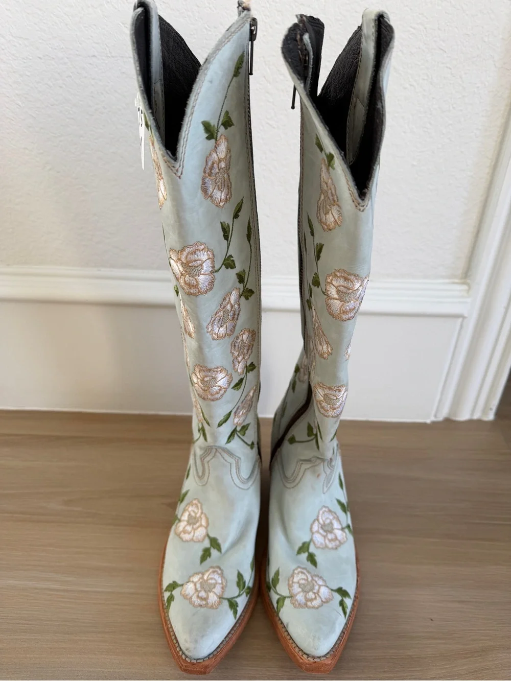 Liberty Black Garden Grey Floral Tall Cowboy Boots Size 7 M NWOT